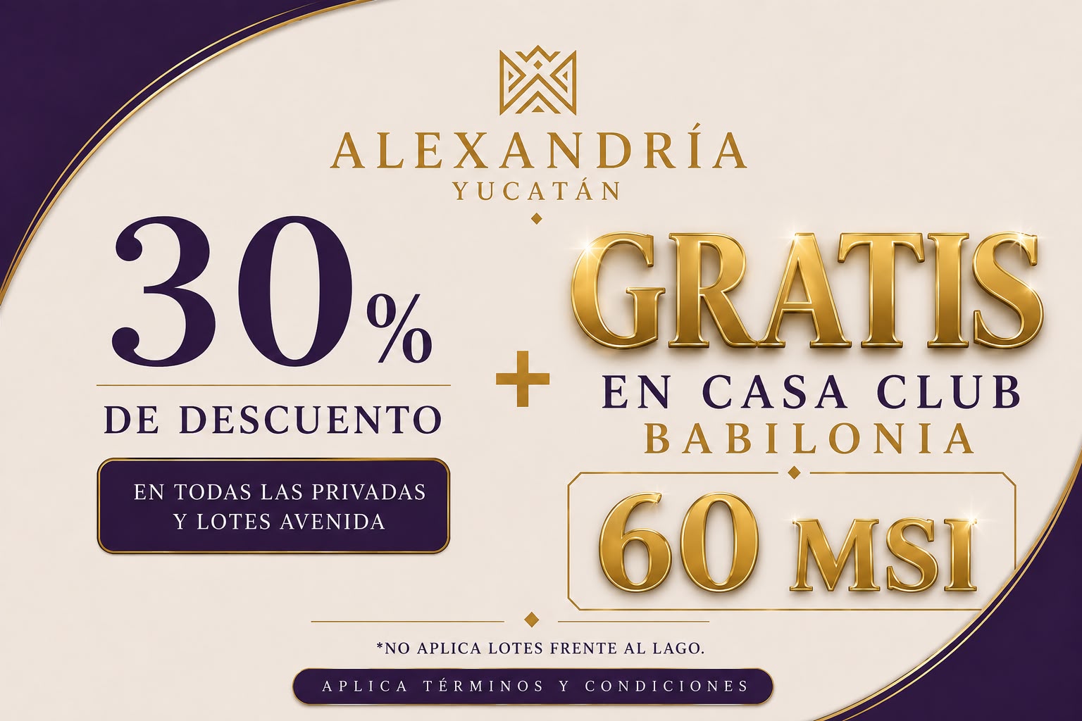 Promoción especial Alexandría Yucatán - 30% de descuento y hasta 60 meses sin intereses